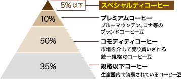 スペシャルティコーヒーとは、コーヒー全体に5%ほどしか存在しない高品質なコーヒー豆