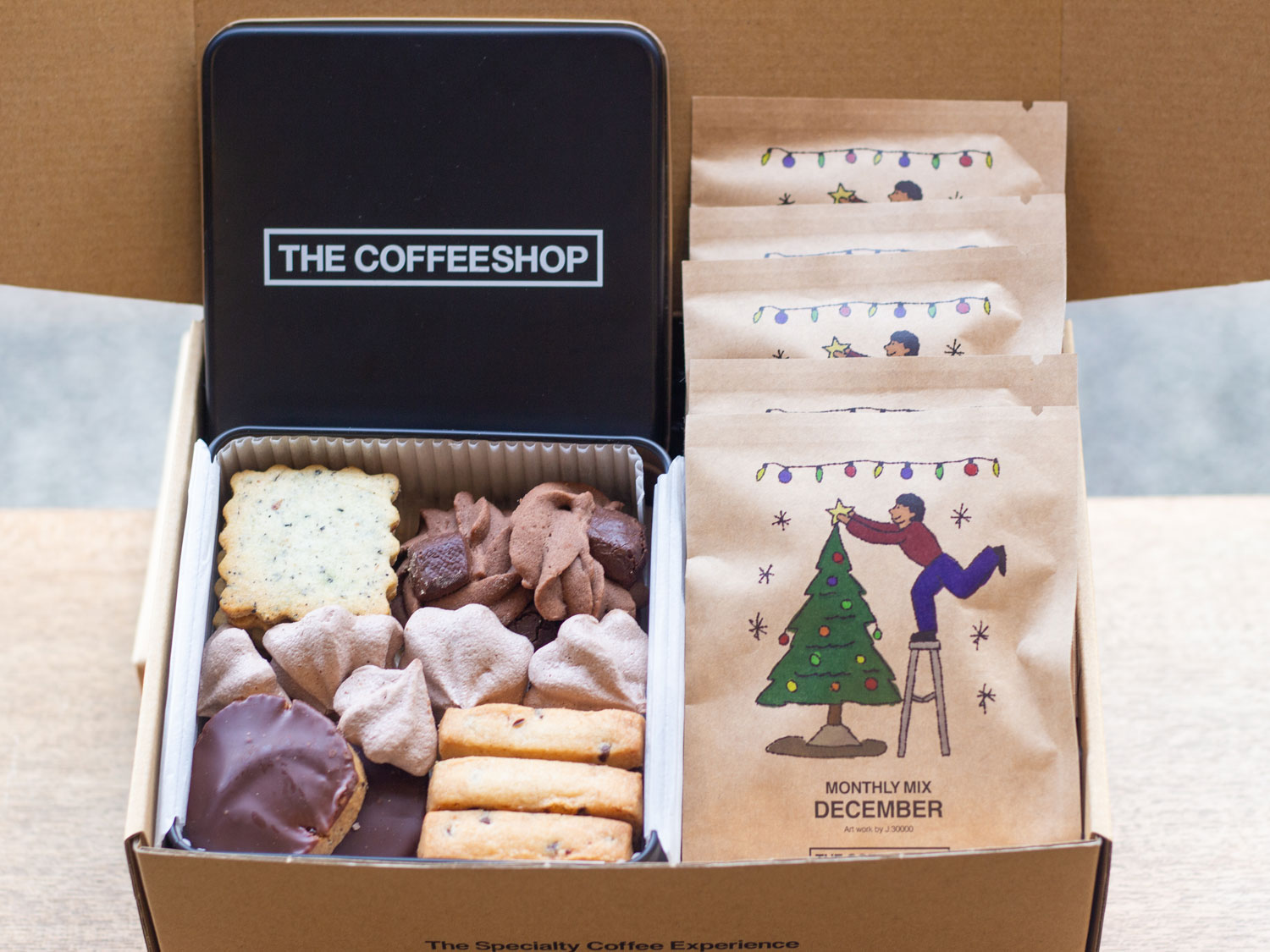 THE COFFEESHOPのスペシャルティコーヒーとクッキー缶のクリスマスギフト。12/3(日)までご予約受付中！